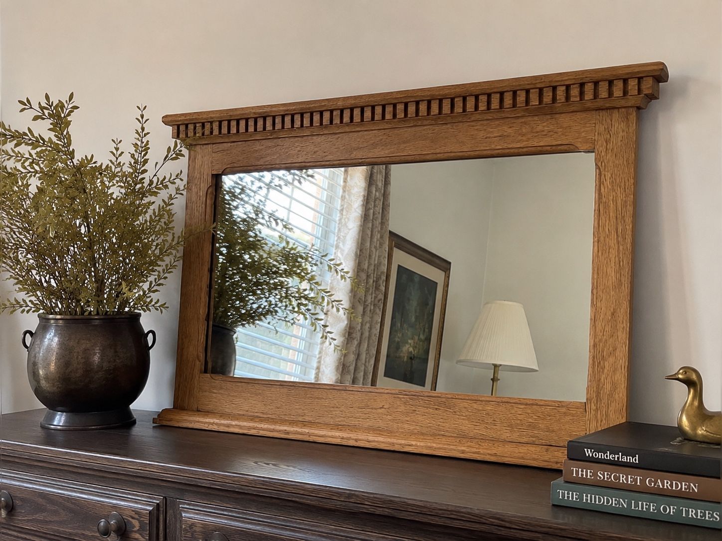 Antique Mission Oak Dresser Mirror | Early 1900s Solid Wood | solid Oak