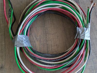 6 AWG THHN 4 WIRES approximately 24 feet previously used for hot tub. black, red, white, green.
