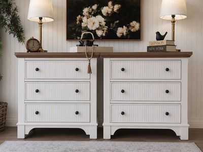 Large Fluted Ashley Nightstands - with USB and Power Outlets