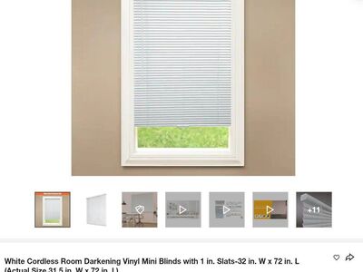 White Window Blinds 32" x 72" 1" slats