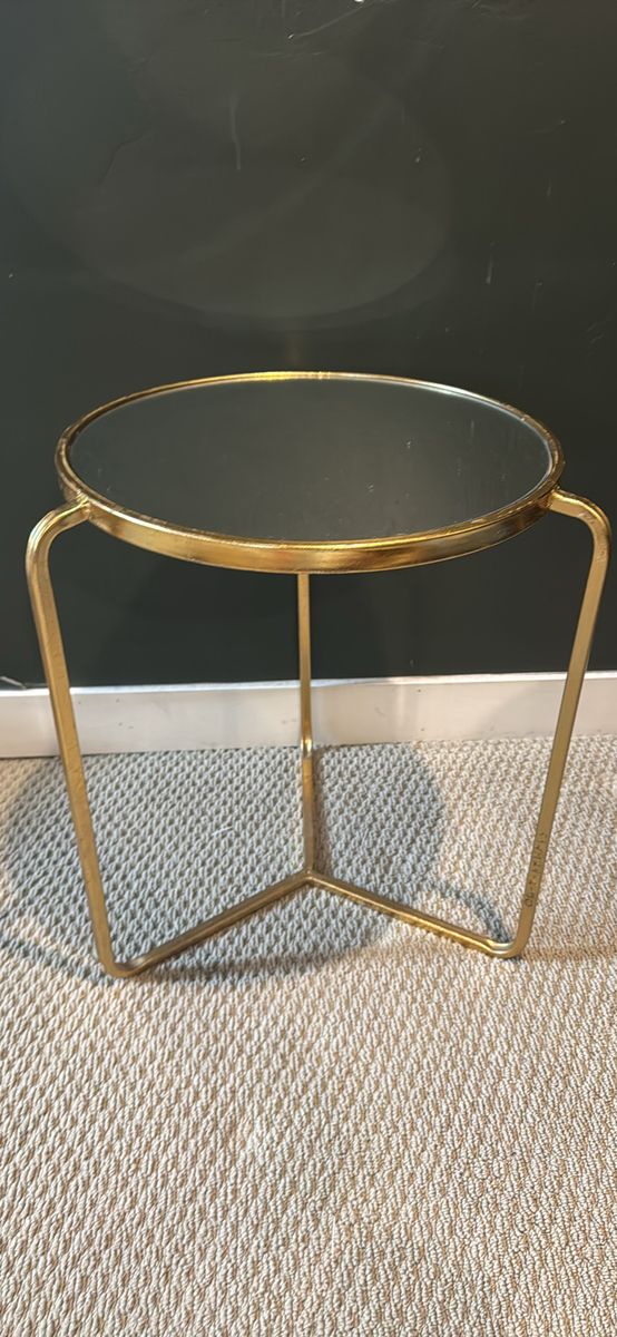 Mirror top gold side table
