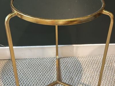Mirror top gold side table