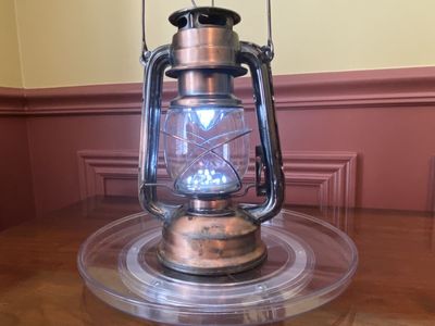 LIKE NEW - Copper Battery Operated Lantern - Uses 1 SZ D Battery - Rustic Decor - Emergency Preparedness.
