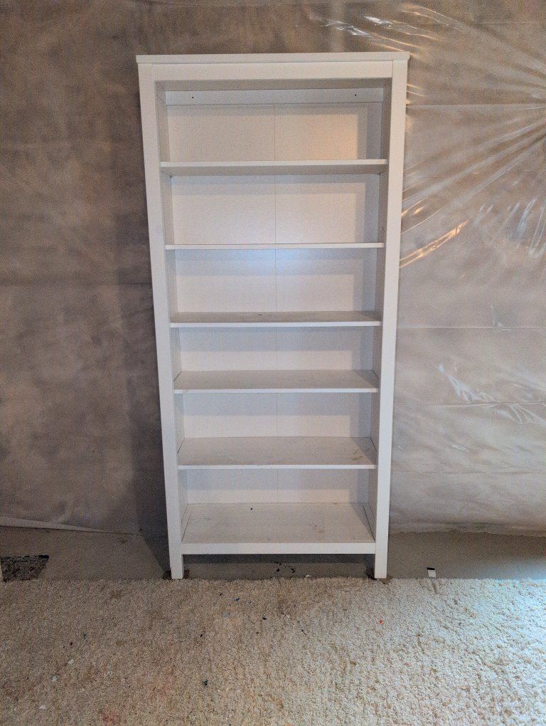 White Tall Bookcase with Multiple Shelves