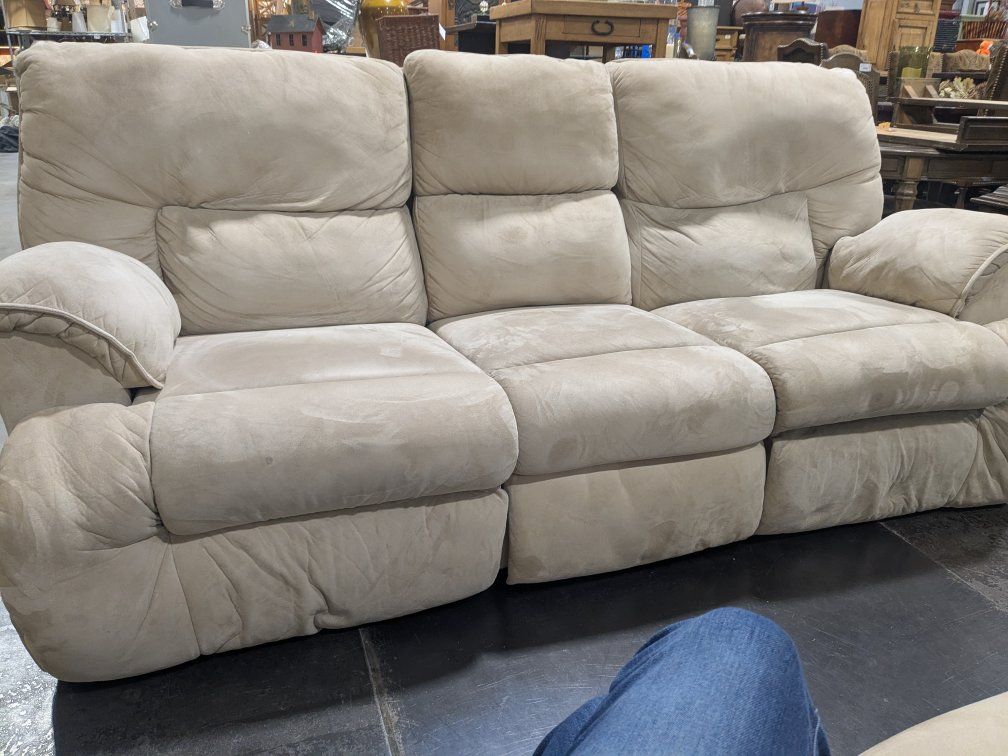 Beige Microfiber Reclining Sofa Sectional Living Room Furniture