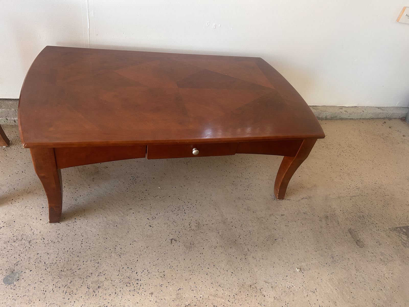 Wooden Coffee Table with Drawer & Matching End Tables - Set of 3