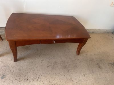 Wooden Coffee Table with Drawer & Matching End Tables - Set of 3