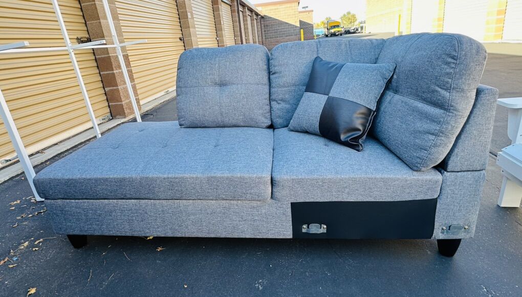Brand New Modern Gray Upholstered Chaise Lounge