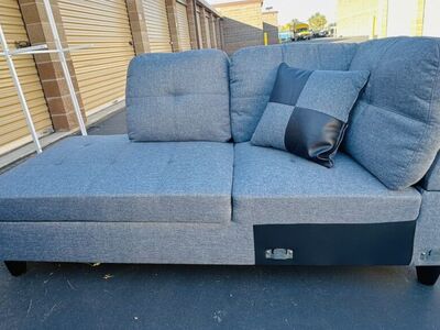 Brand New Modern Gray Upholstered Chaise Lounge