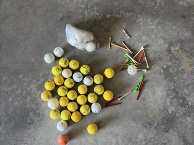 Assorted Used Golf Balls and Tees
