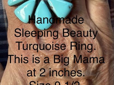 Handmade Sleeping Beauty Turquoise Cluster Ring Size 9.5