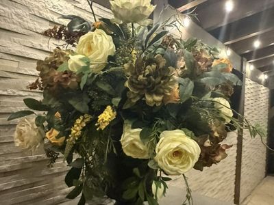 Large Elegant Floral Arrangement in Black Urn Vase