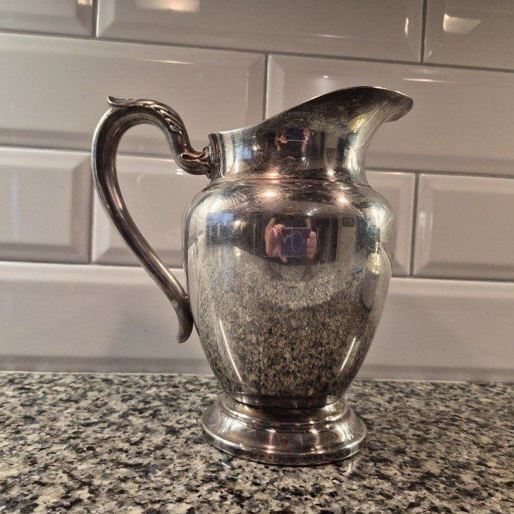 Vintage Silver-Plated Pitcher - Ornate Handle Design