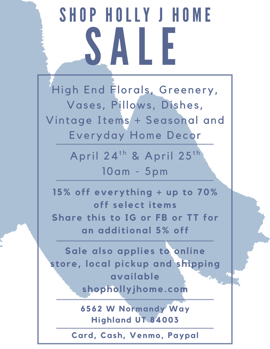 Holly J Home Warehouse Sale | High-End Home Decor, Faux Florals & More STAY TUNED