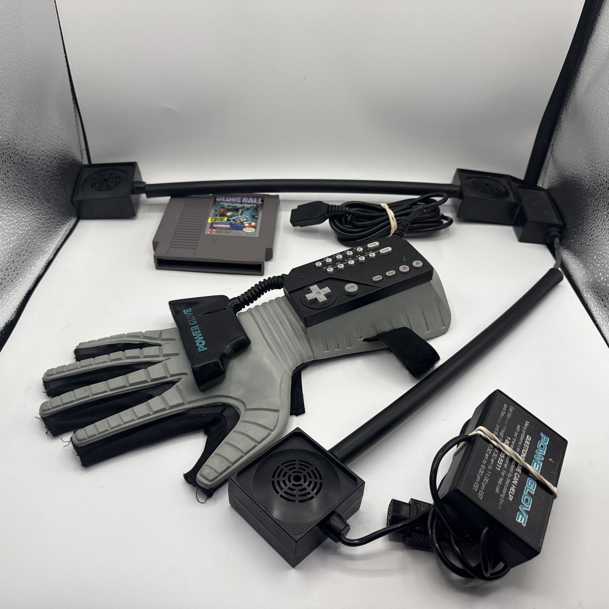 Vintage Nintendo NES Power Glove Controller Set with Sensors and Glove Ball Game