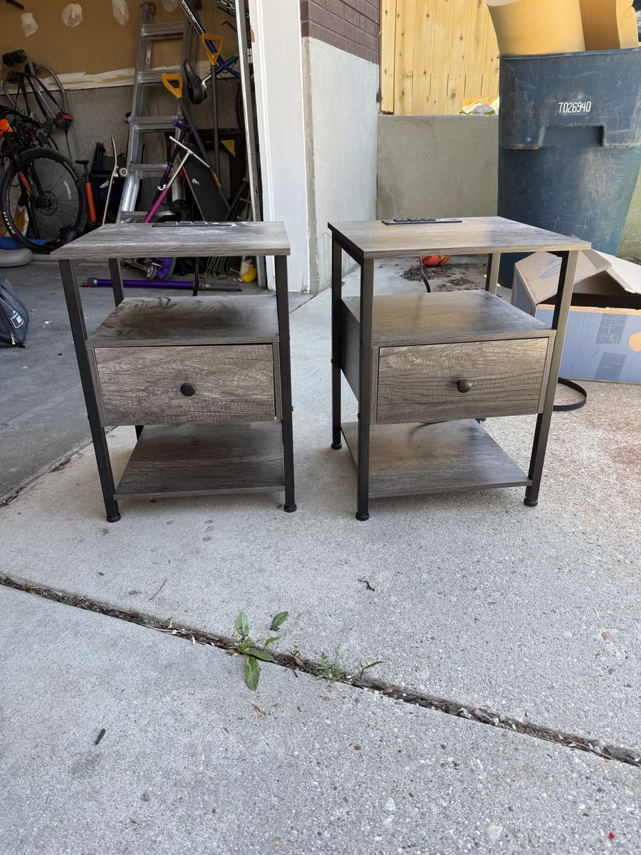 Grey Nightstands With Outlets