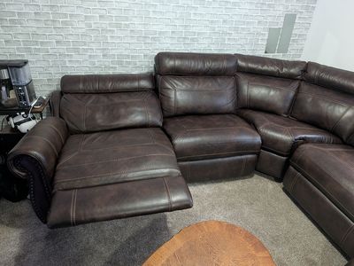 Leather L Couch with Power Reclining