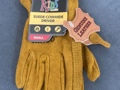 Kinco Kids Suede Cowhide Driver Leather Work Gloves, Size Small