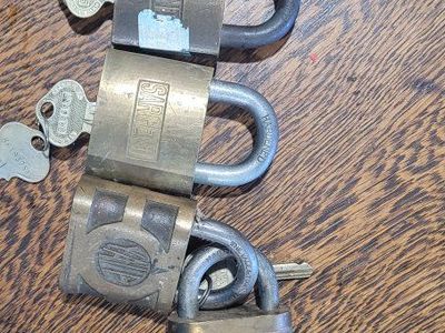 Vintage Slaymaker, Sesamee, and Yale Padlocks with Keys - Brass Finish, Lot of 5. 10 dollars each