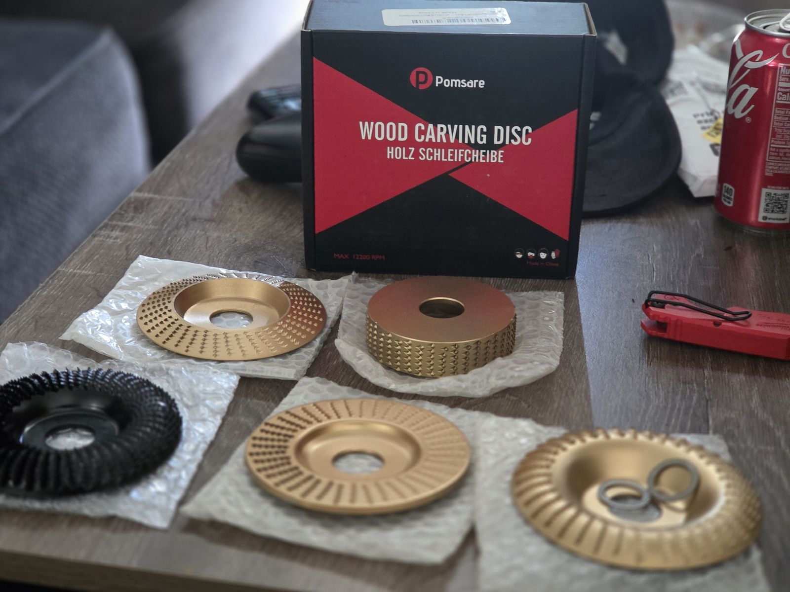 Pomsare Wood Carving Disc Set - 5pc Angle Grinder Attachments for Shaping & Polishing