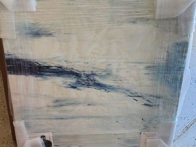 Abstract Blue & White Marble Pattern Wall Art Canvas - New in Box