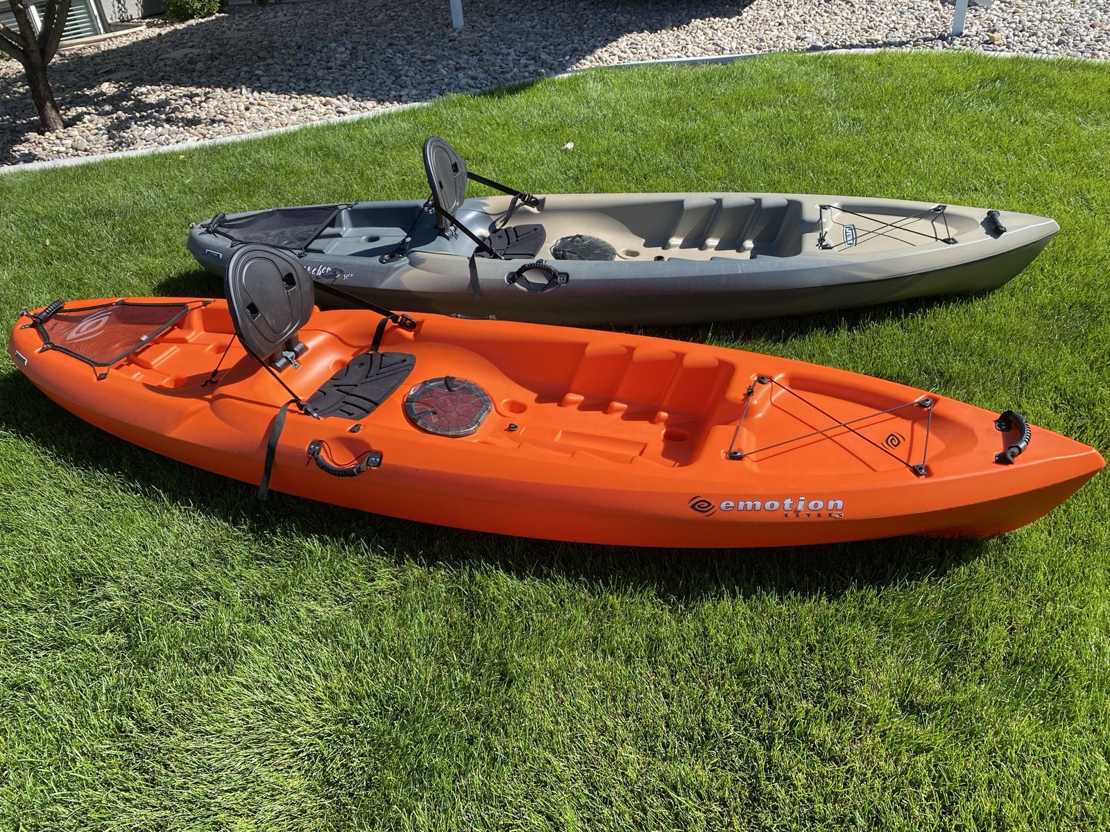 Emotion and Lifetime Sit-On-Top Kayaks with Seats - Orange and Tan/Grey