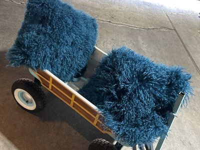 Two Real Fur Throw Pillows French Blue
