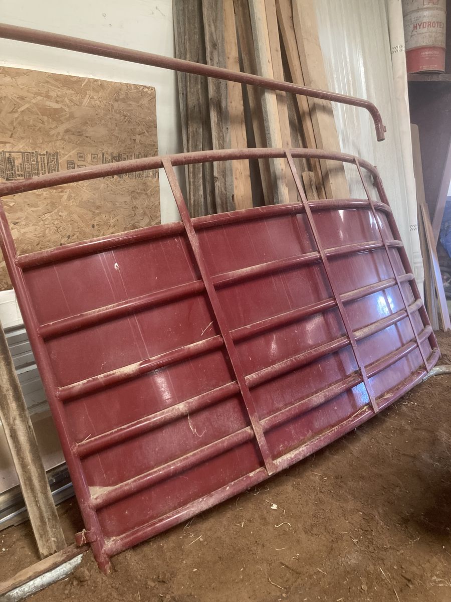 Red Metal Livestock Panel / Gate with Chain Latch