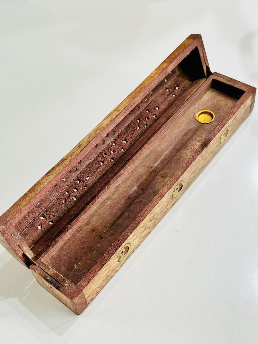 Handcrafted wooden incense burner box $6
