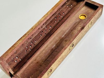 Handcrafted wooden incense burner box $6