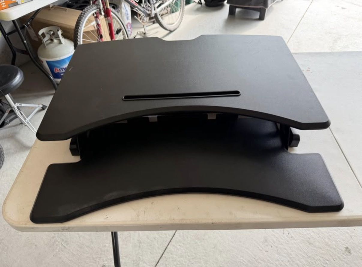 Black Adjustable Standing Desk Converter - Sit-to-Stand Workspace