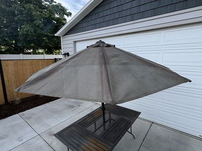 Patio table and umbrella