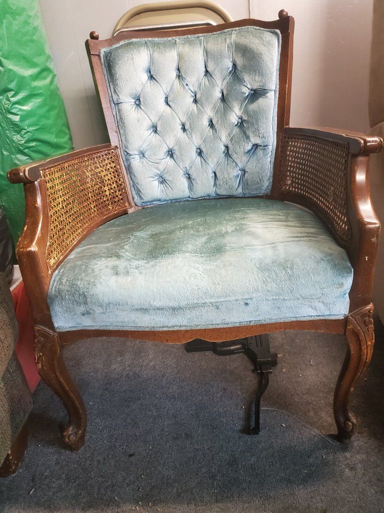 Price lowered. 2 rattan and fabric chairs