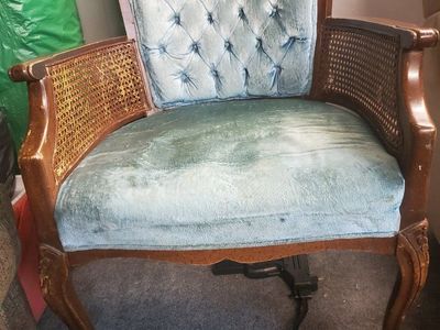 Price lowered. 2 rattan and fabric chairs