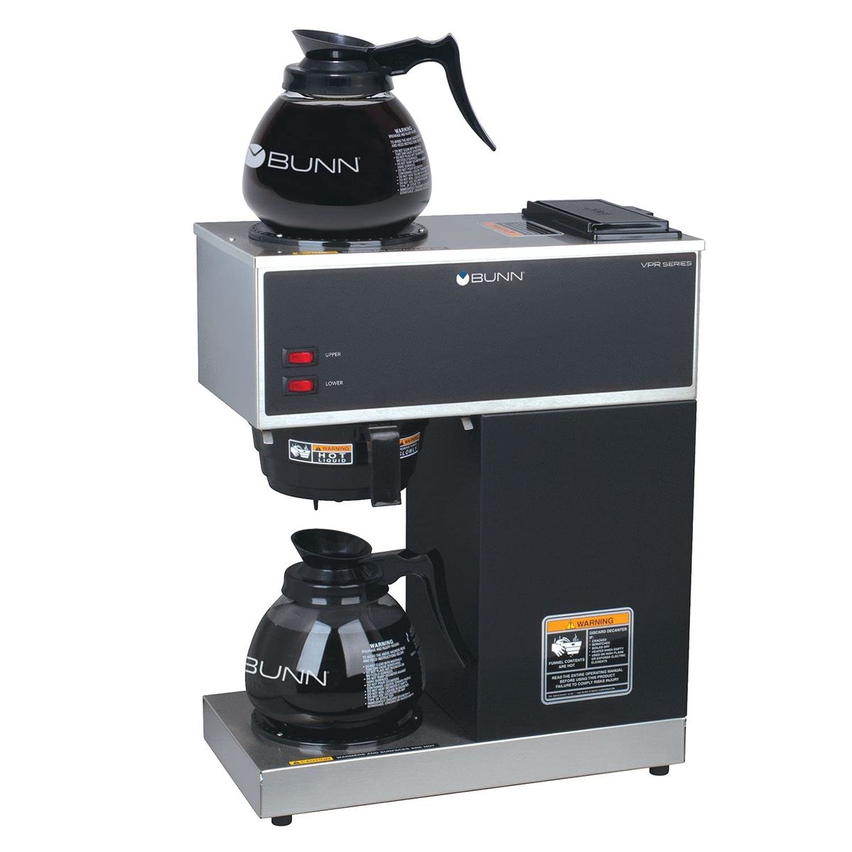 BUNN 33200.0015 VPR-2GD 12-CUP POUROVER COMMERCIAL COFFEE BREWER WITH UPPER AND LOWER WARMERS AND TWO GLASS DECANTERS-NEW!!!