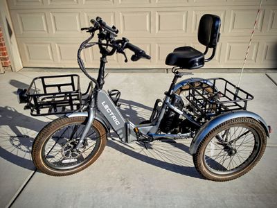 Lectric XP Trike Electric Trike(E-Bike) - Gray with Front and Rear Baskets - Lectric Accessories
