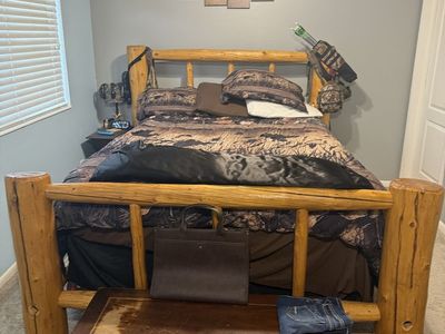 Rustic Queen Size Log Bed Frame - Wood Headboard & Footboard