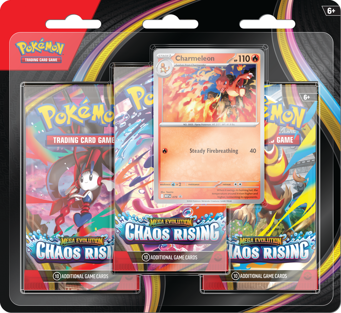 Pokemon Trading Card Game: Mega Evolution Chaos Rising Three-Booster Blister