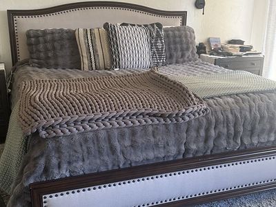 Solid Wood and Upholstered King Size Bed