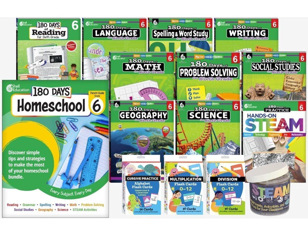 180 Days of Practice 6th Grade Homeschool Bundle Complete Set