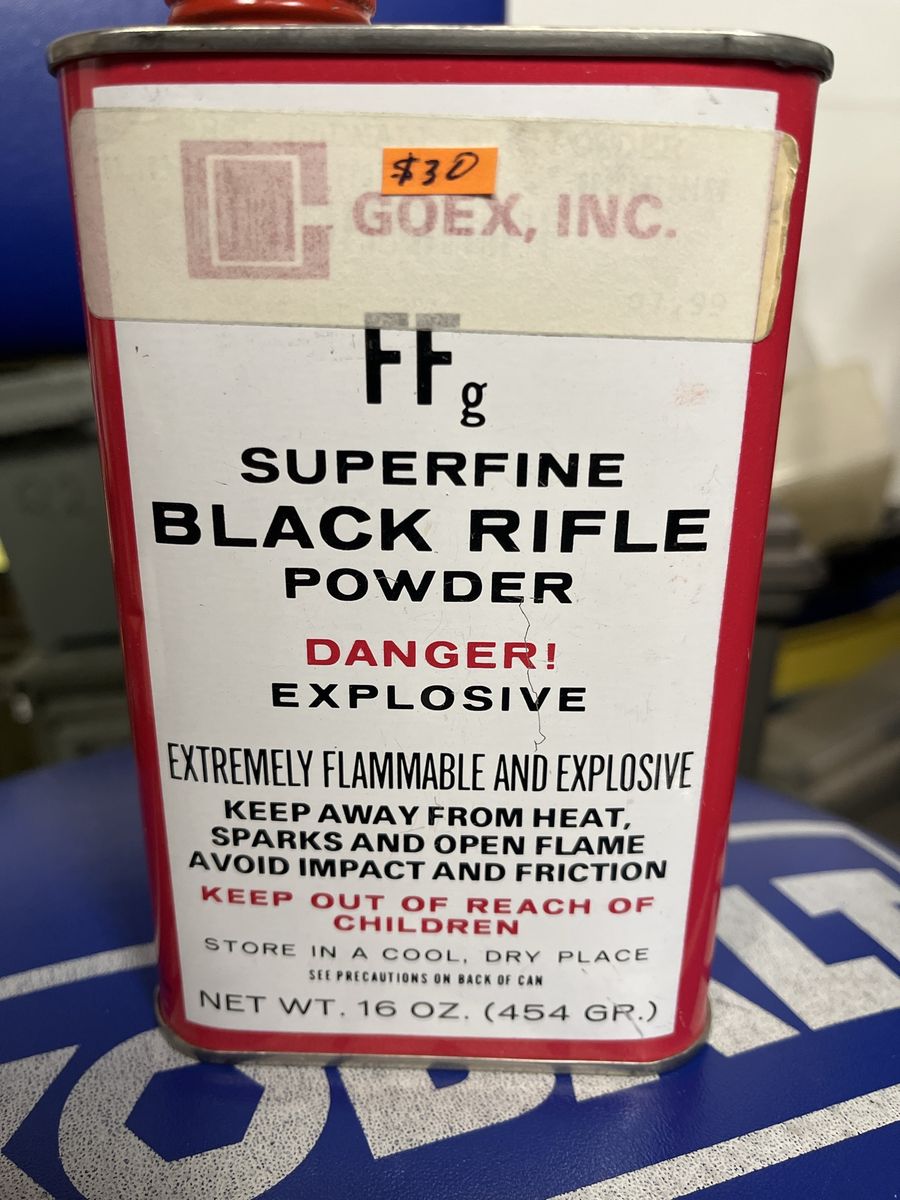 Goex Inc. FFg and FFFg Superfine Black Rifle Powder - 16 oz Cans.