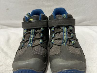 Merrell toddler size 13.5 gray with blue trim waterproof hiking boots