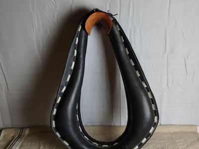 Black Leather Horse Collar Harness with Brass Buckle