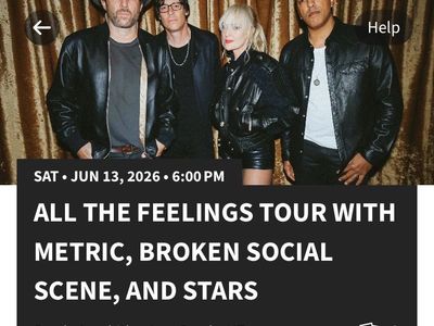 2 tickets for Metric Concert in Sandy, UT - June 13 (sec 9, row T)