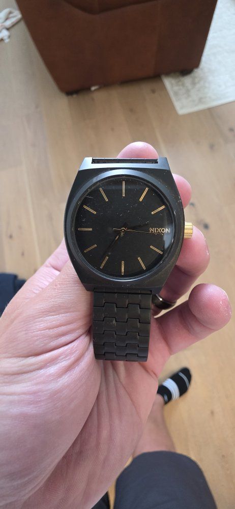 Nixon Time Teller Matte Black Watch with Gold Accents