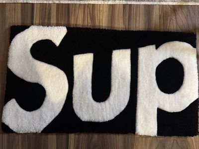Supreme Black & White "SUP" Logo Floor Mat Rug (Approx. 31"x17") - Home Decor Accent