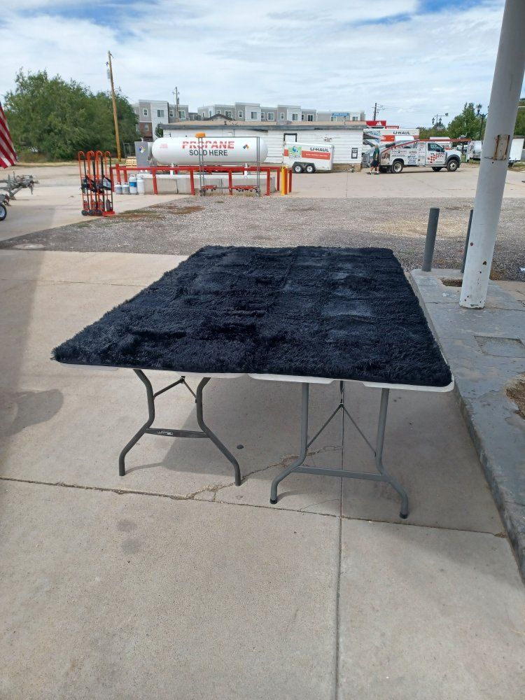 5x8 Black Shag Area Rug with Non-Slip Backing
