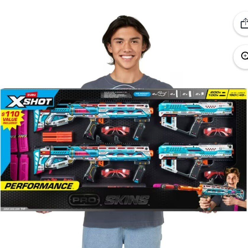 Awesome X Shot Nerf Style 4 Pack Dart Blasters