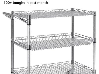 Finnhomy 3-Tier Heavy Duty Utility Cart, 18"D x 30"W x 32.4"H, NSF Listed, Commercial Grade Steel