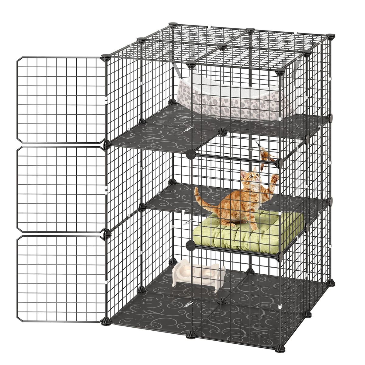 VEVOR Large 3-Tier Metal Wire Cat Cage Playpen with Hammock